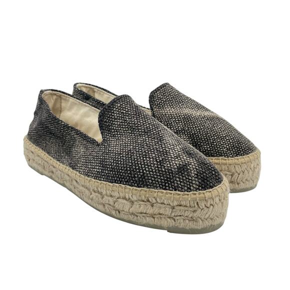 Manebi Double Sole Black Beige Two Tone Slip On Platform Espadrilles Flat Shoes - Picture 7 of 10